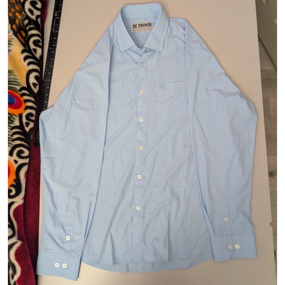 Dixxon D-Lux Bamboo Dress Shirt Mens XL Light Blue Long Sleeve Read Description